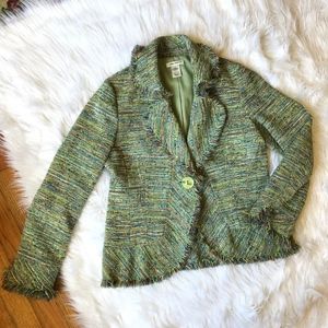 Laura Ashley Green Blue Multicolor Tapestry Blazer